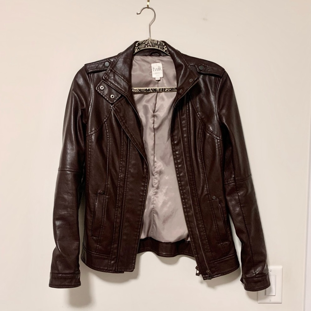 Simons Brown Leather Biker Jacket